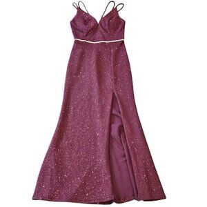 City Triangles Size 5 Small Vintage 90s Y2K Prom Purple Glitter Mermaid Dress